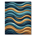 Deep Ocean Golden Wave Lines Rug
