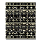 Tribal Black Geometric Diamond Stripe Rug