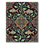 Earthy Floral Koi Ornamental Art Rug
