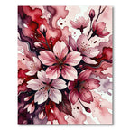Romantic Pink Cherry Blossom Watercolor Rug