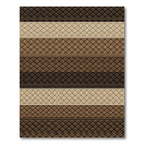Textured Brown Beige Stripe Woven Rug