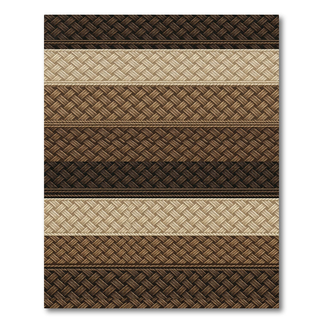 Textured Brown Beige Stripe Woven Rug
