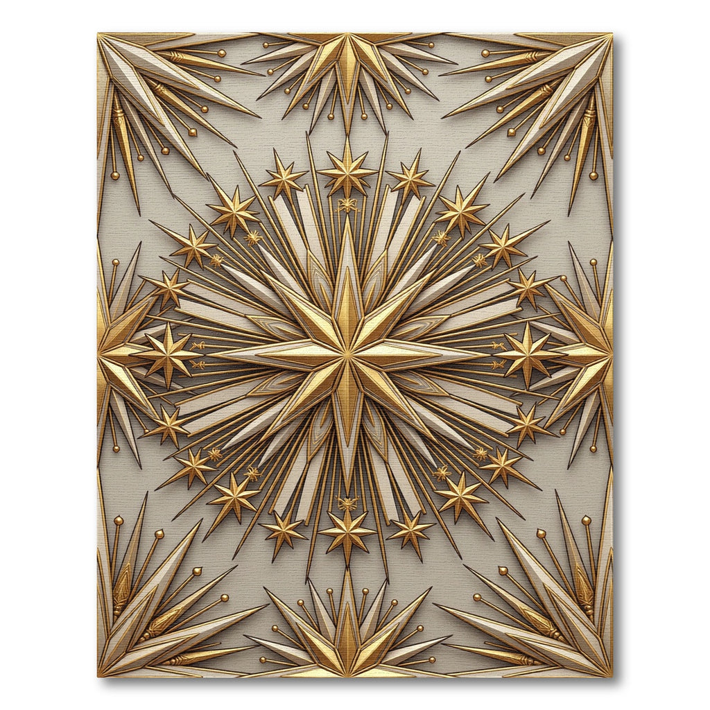 Golden Radiant Starburst Arrangement Rug