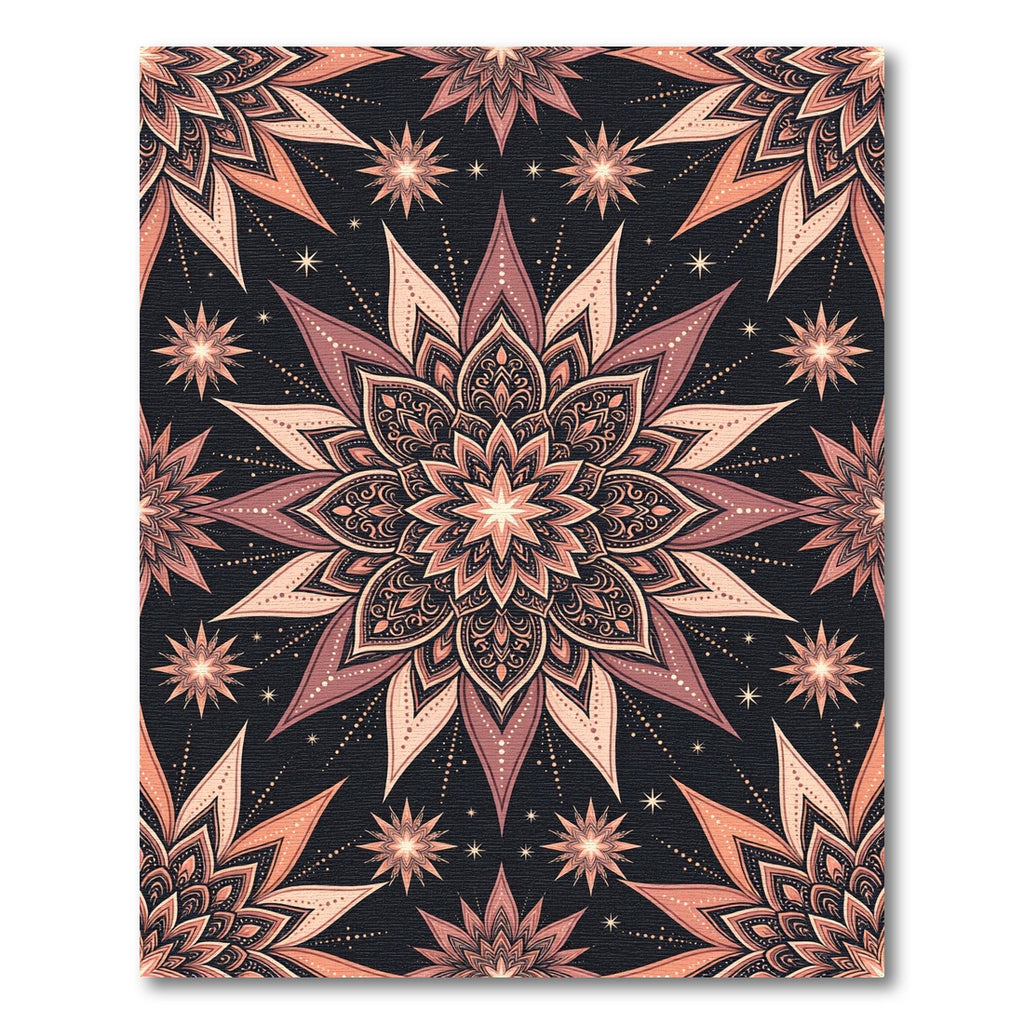 Celestial Mauve Lotus Star Mandala Rug