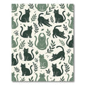 Whimsical Forest Green Botanical Cat Illustration Rug