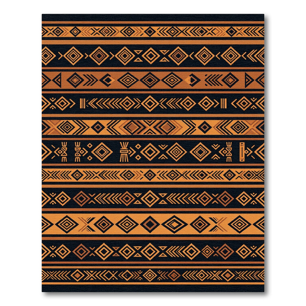 Earthy Amber Geometric Tribal Stripe Rug