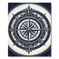 Ornate Navy Nautical Compass Medallion Rug
