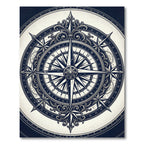 Ornate Navy Nautical Compass Medallion Rug