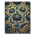 Royal Blue Lotus Gold Floral Art Rug