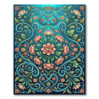 Coral Garden Floral Scroll Rug