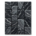 Textured Black Marble Stone Patchwork Rug