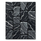 Textured Black Marble Stone Patchwork Rug