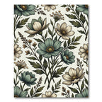 Sage and Cream Botanical Floral Arrangement Rug