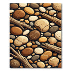 Beach Pebble Driftwood Shell Arrangement Rug
