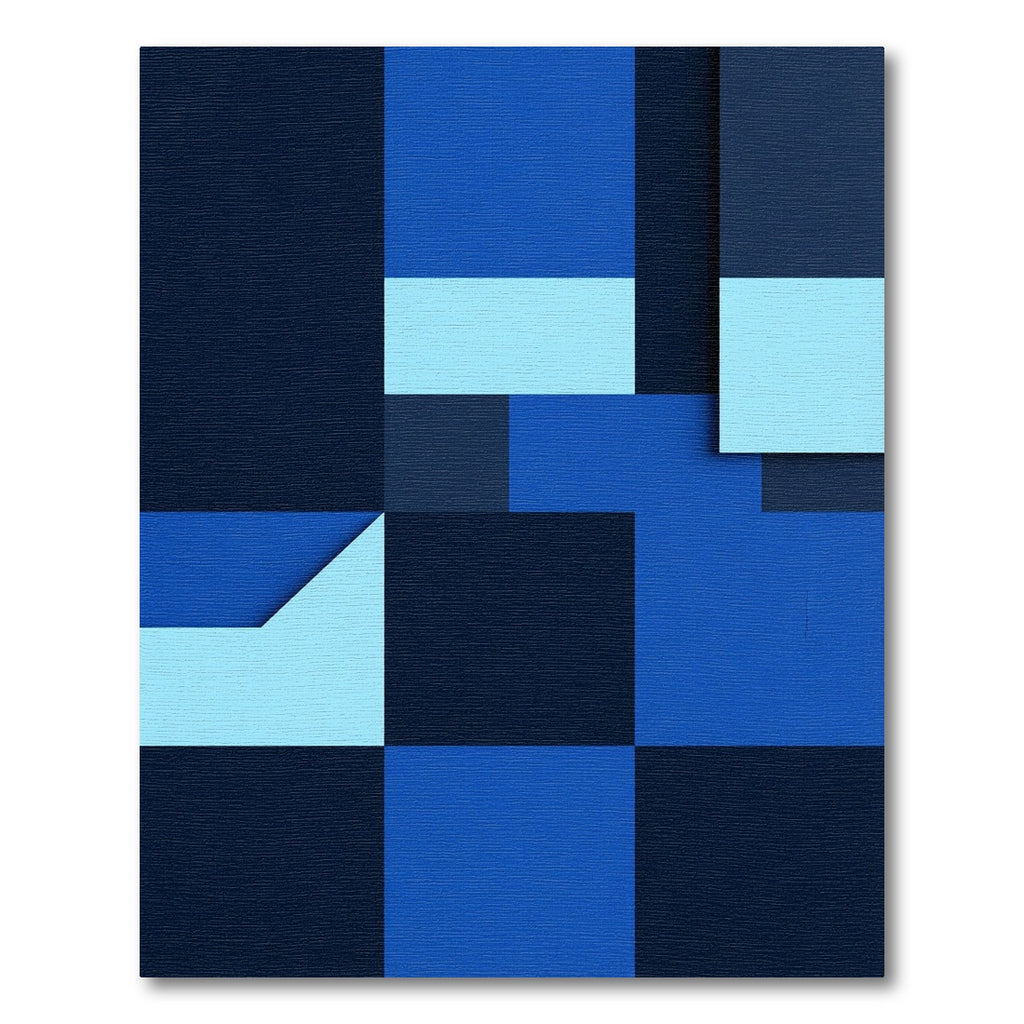 Navy Sky Blue Shape Composition Rug