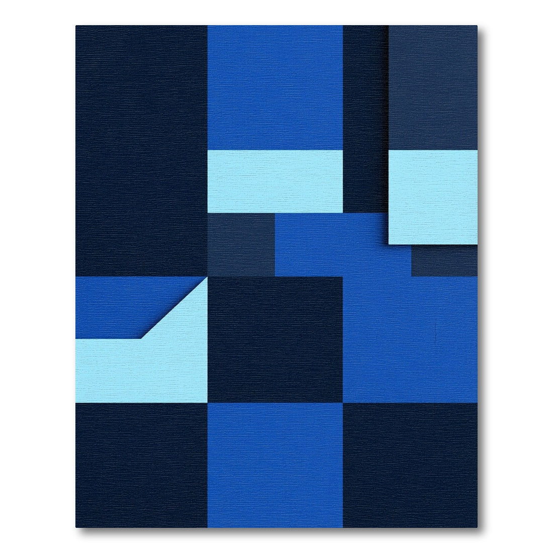 Navy Sky Blue Shape Composition Rug