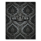 Elegant Black Crown Damask Rug