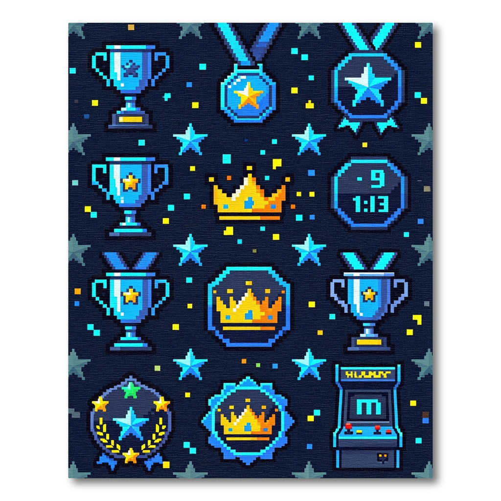Pixel Art Celestial Gaming Trophy Icon Rug