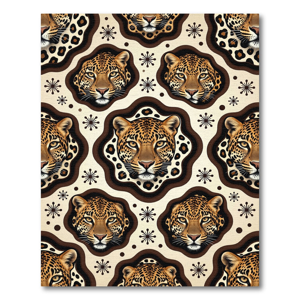 Mid Century Leopard Face Neutral Rug