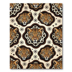 Mid Century Leopard Face Neutral Rug