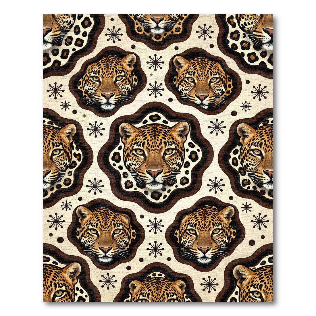 Mid Century Leopard Face Neutral Rug