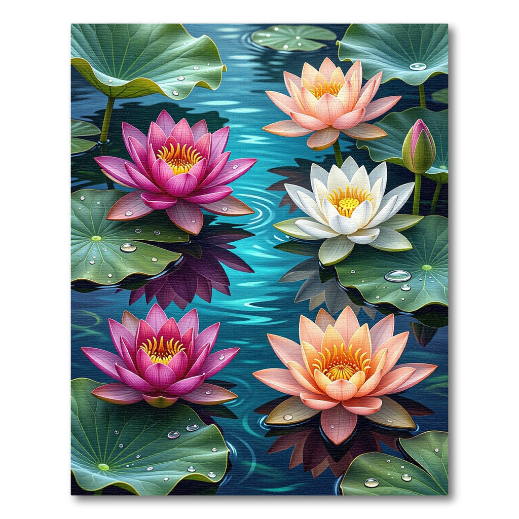 Vibrant Pink and White Lotus Pond Rug