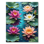 Vibrant Pink and White Lotus Pond Rug