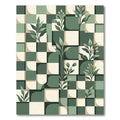Sage Green Botanical Grid Rug