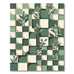 Sage Green Botanical Grid Rug