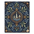Coastal Nautical Lighthouse Ornate Medallion Rug