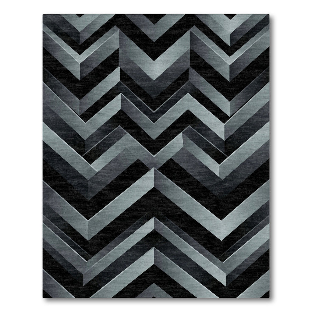 Gray Chevron Geometric Illusion Rug