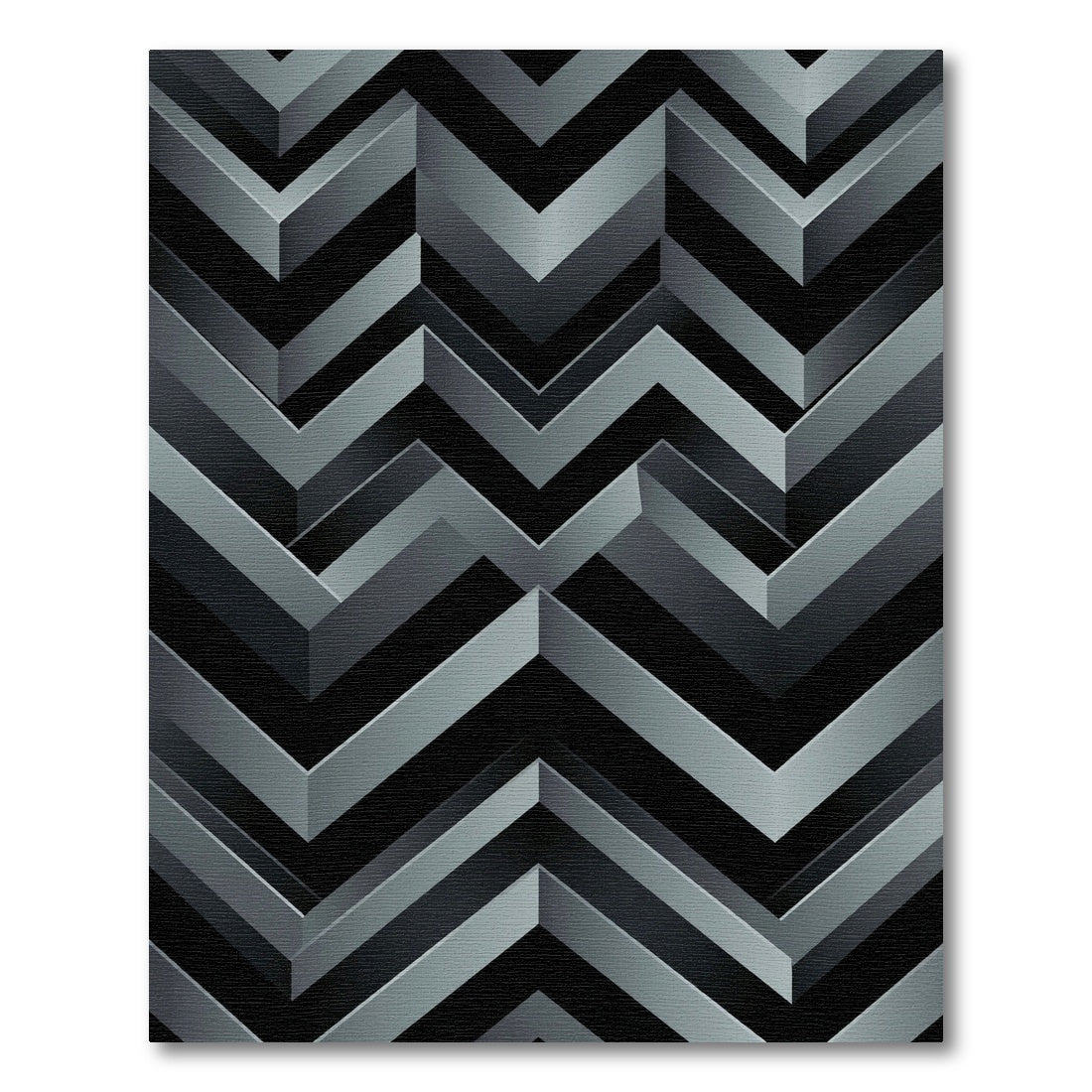 Gray Chevron Geometric Illusion Rug