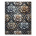 Metallic Silver and Gold Rose Damask Rug