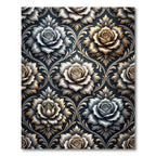 Metallic Silver and Gold Rose Damask Rug