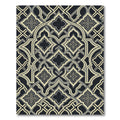Elegant Charcoal and Cream Interlocking Geometric Lattice Rug
