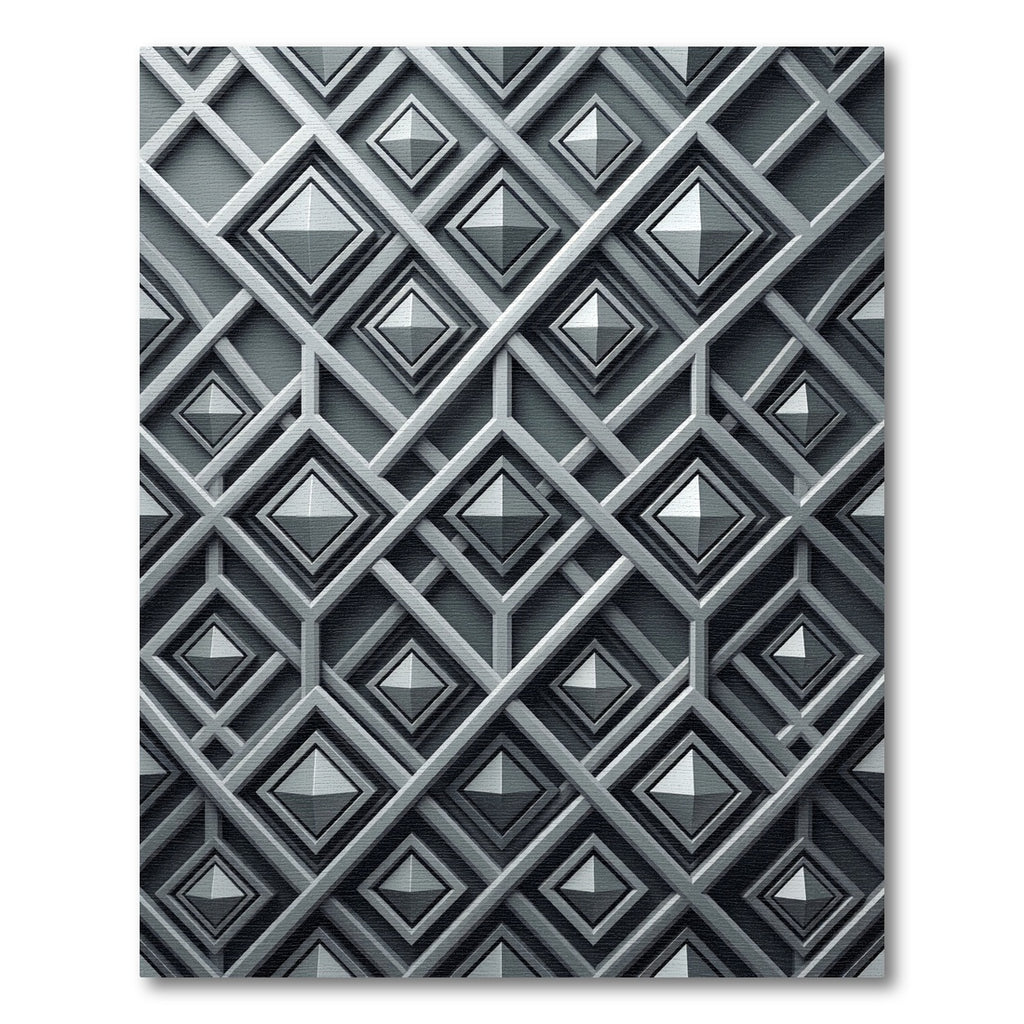 Metallic Charcoal Structured Diamond Geometric Rug