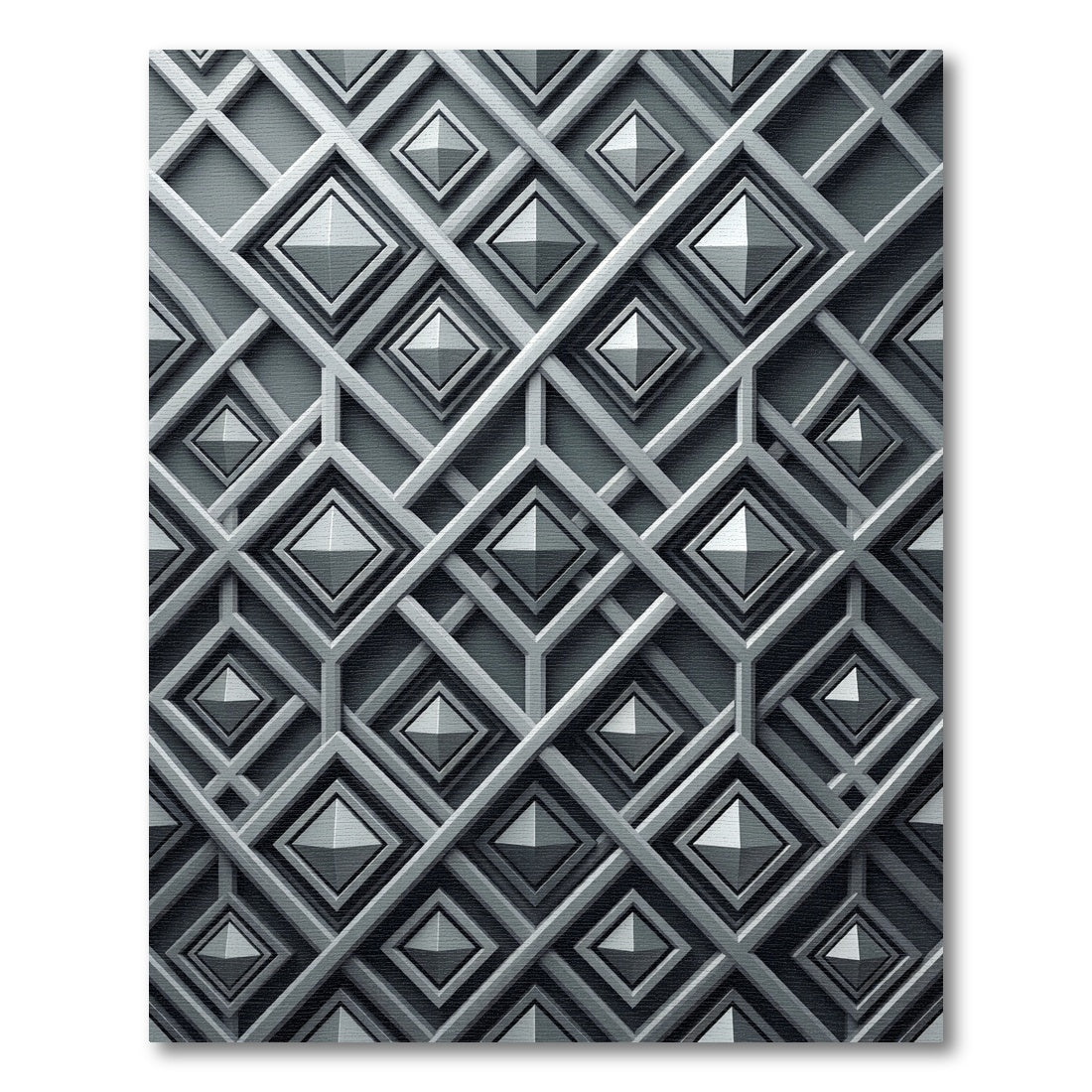 Metallic Charcoal Structured Diamond Geometric Rug