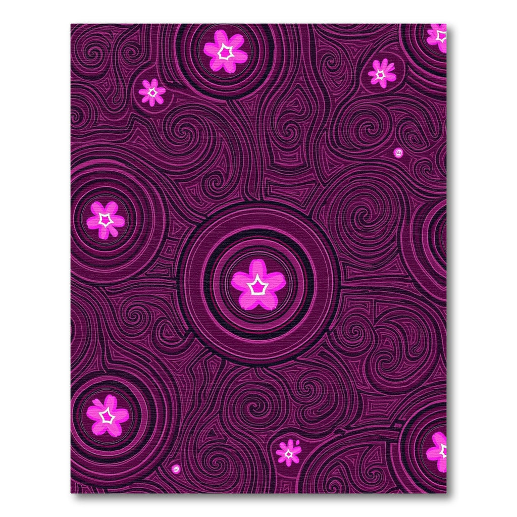 Fuchsia Floral Concentric Swirl Rug