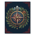 Vintage Alpine Compass Forest Wreath Rug