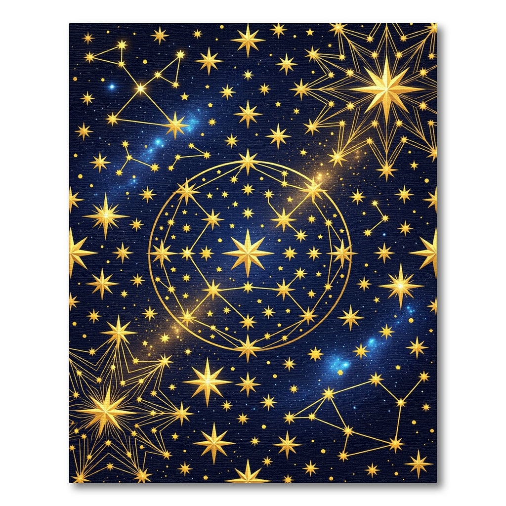Golden Celestial Star Constellation Night Sky Rug