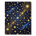 Golden Celestial Star Constellation Night Sky Rug