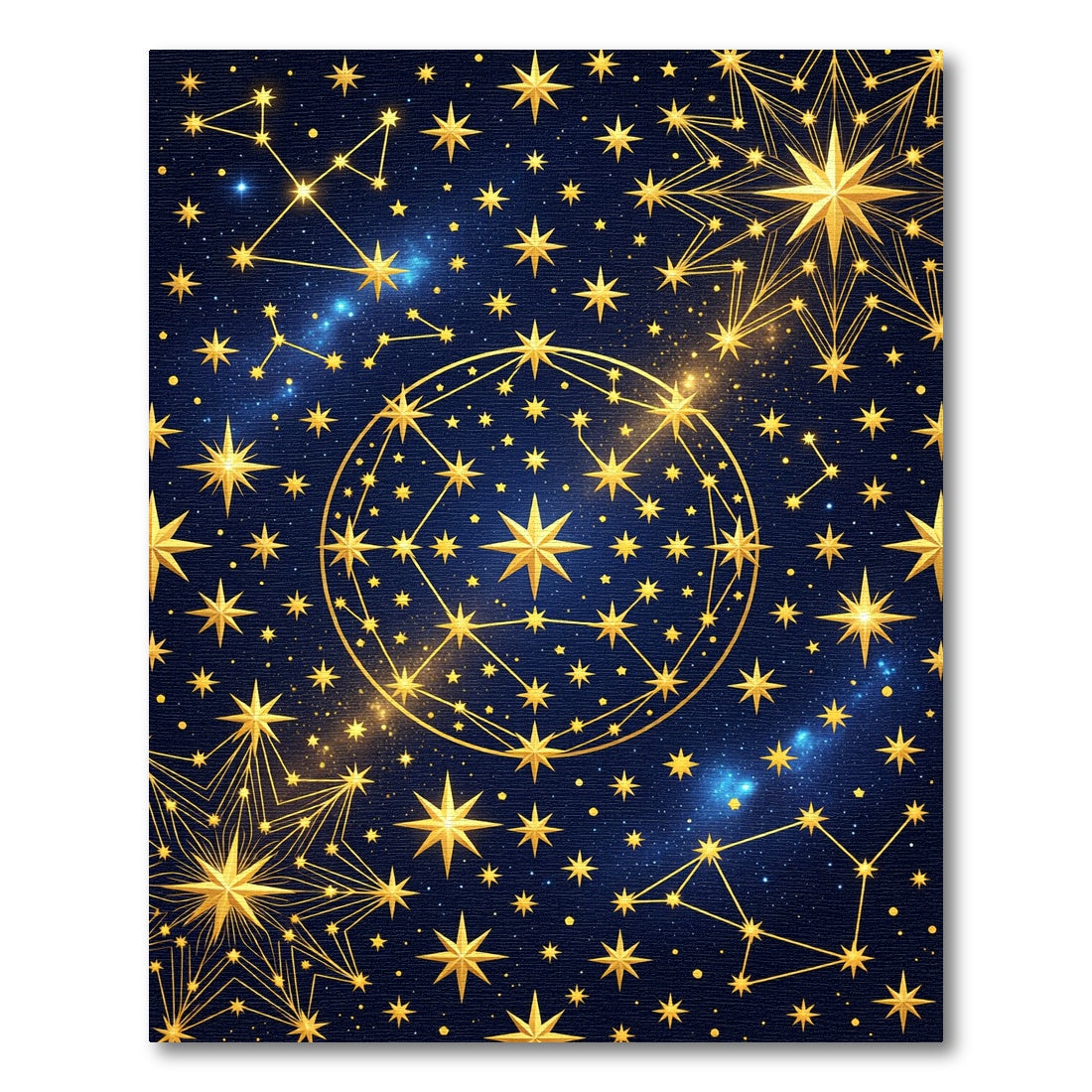 Golden Celestial Star Constellation Night Sky Rug