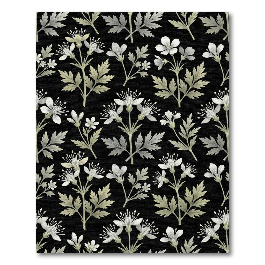 White Delicate Floral Serene Botanical Rug