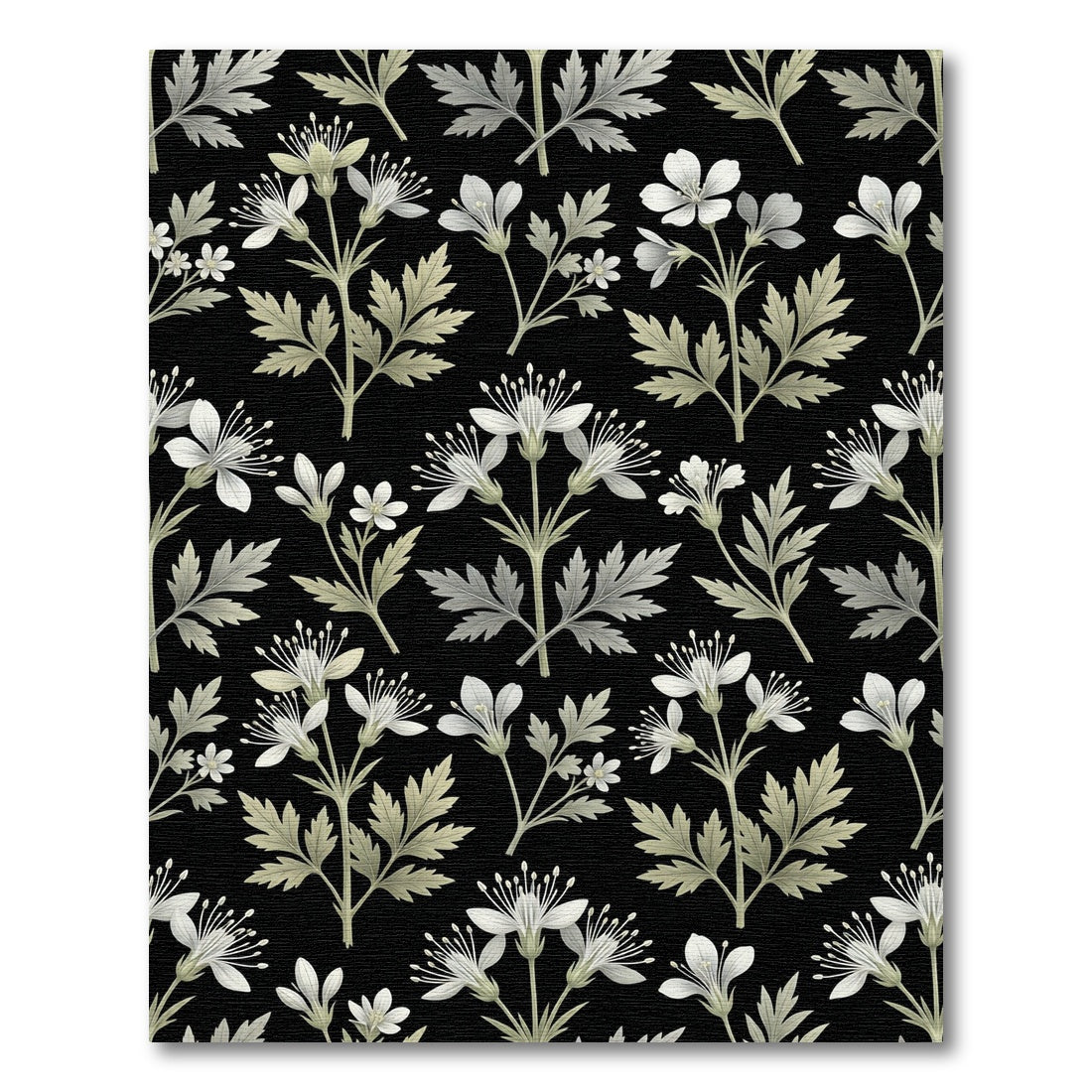 White Delicate Floral Serene Botanical Rug