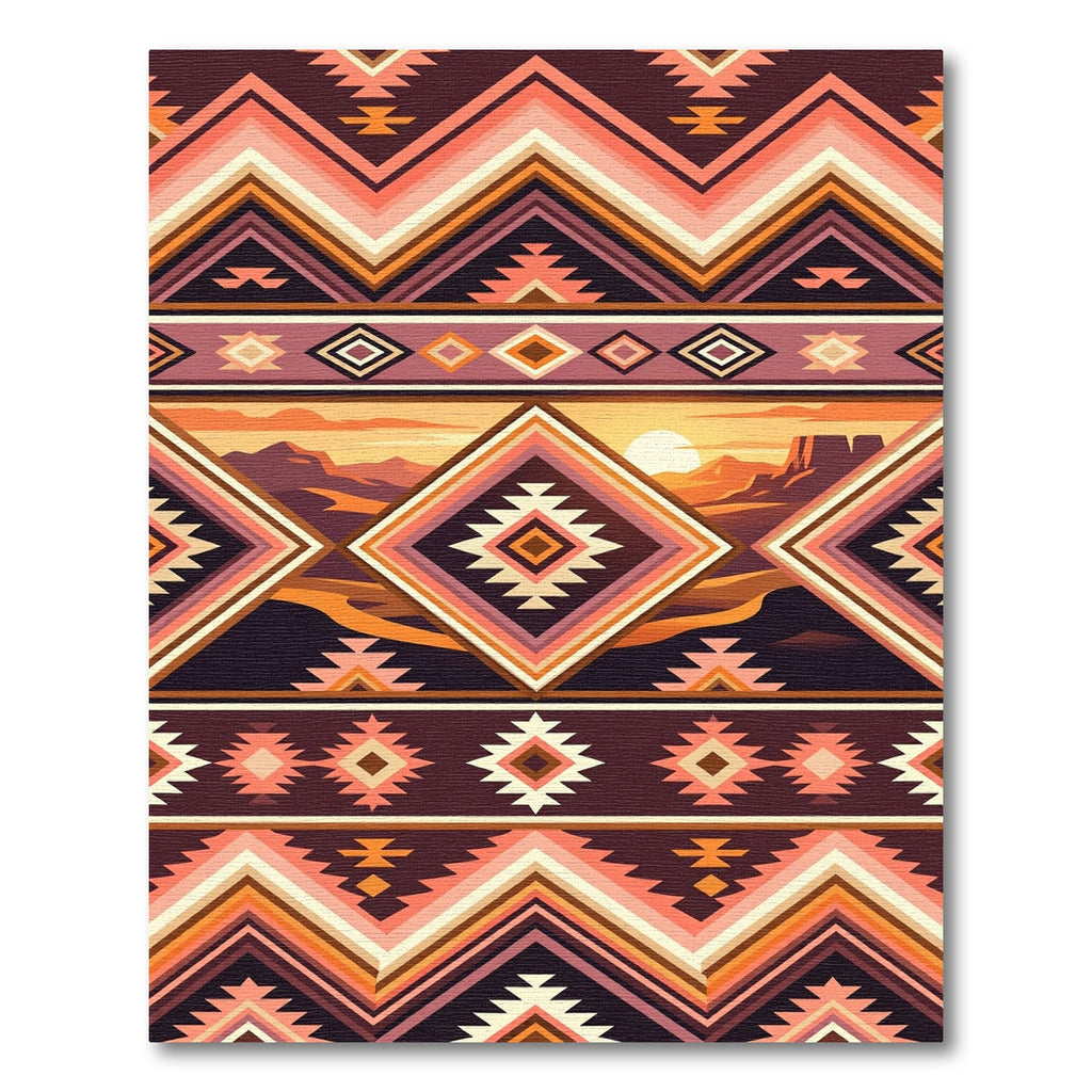 Southwest Sunset Geometric Diamond Rug