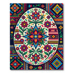 Colorful Folk Art Floral Egg Rug