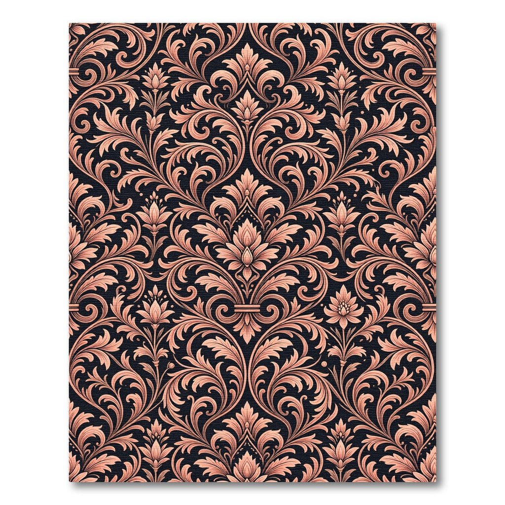 Elegant Damask Floral Rose Gold Tapestry Rug