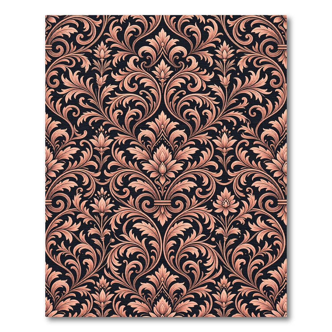 Elegant Damask Floral Rose Gold Tapestry Rug