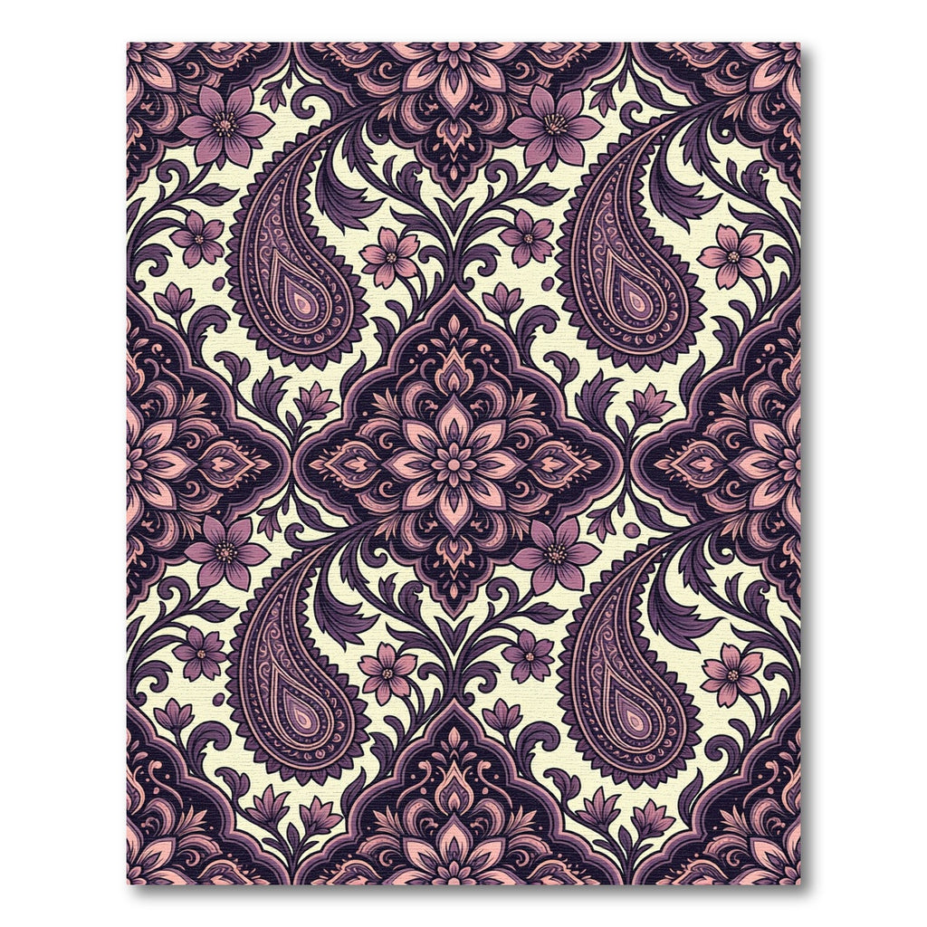 Rich Plum Paisley Floral Medallion Rug