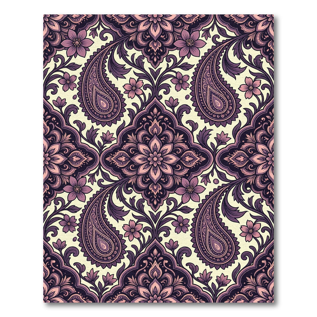 Rich Plum Paisley Floral Medallion Rug